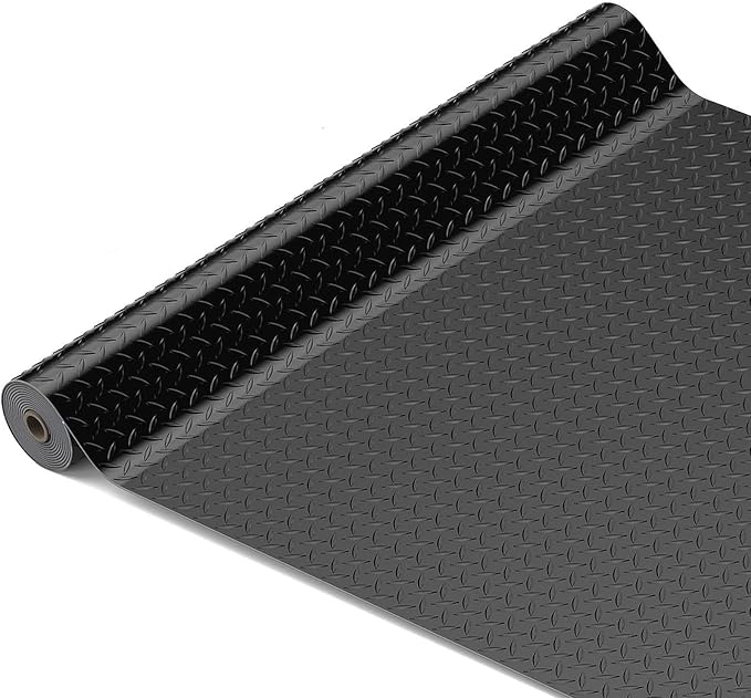 BESEA 4 x 6 FT Garage Floor Mat, Heavy Duty Diamond Plate Rubber Parking Mat – by BeSea