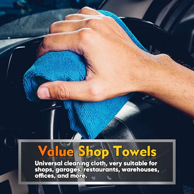 HOMEXCEL Blue Shop Towels 100 Pack, Reusable Microfiber Towels - Image 3