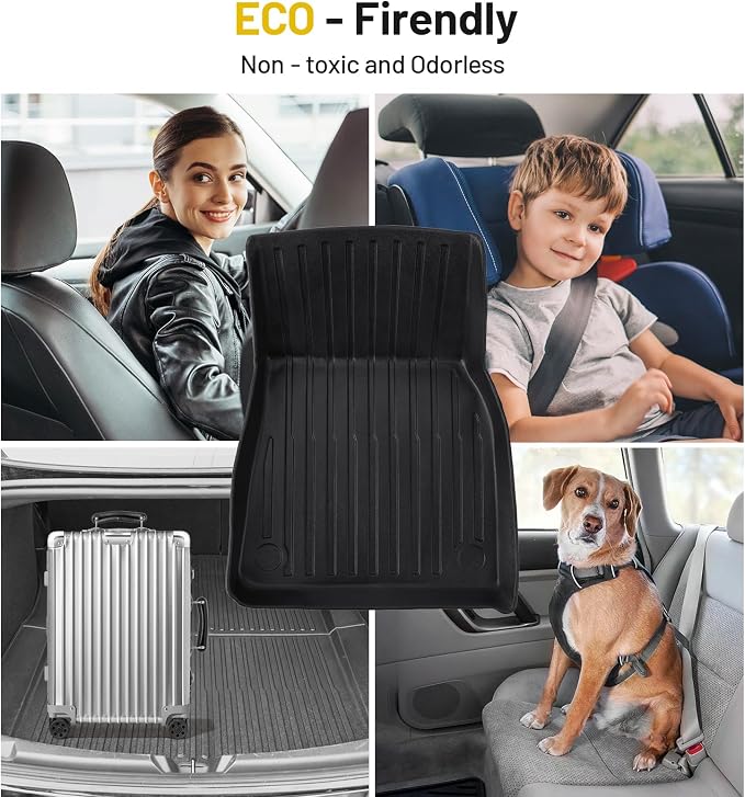Floor Mats for 2021-2025 Tesla Model Y Custom Fit All Weather TPE Trunk Mats - Image 6