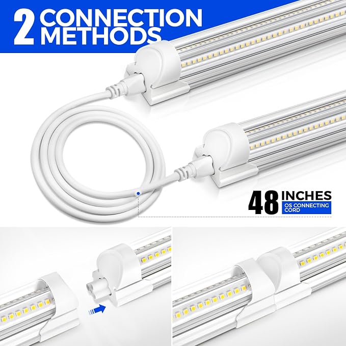 Barrina 8FT LED Shop Light, 100W 15000LM 5000K, V Shape Integrated T8 LED - Image 6
