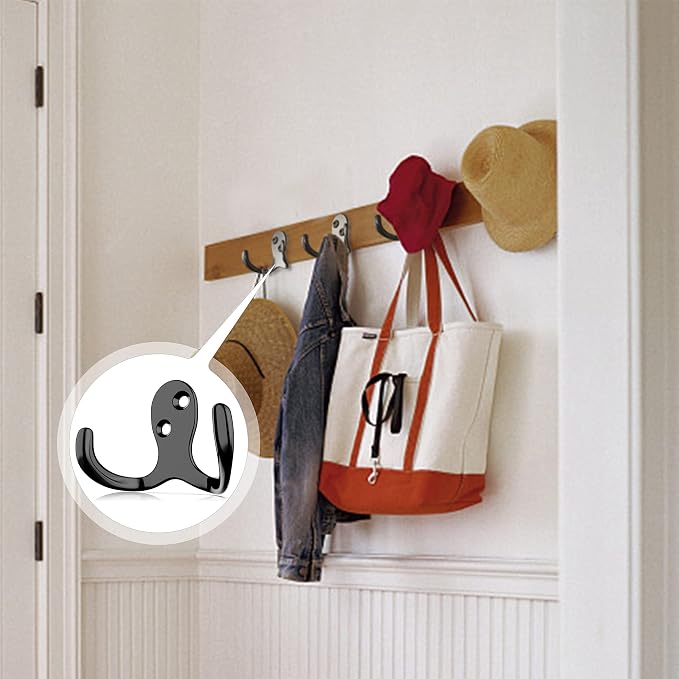 12 Heavy Duty Double Prong Coat Hooks | Wall Hooks - Image 7