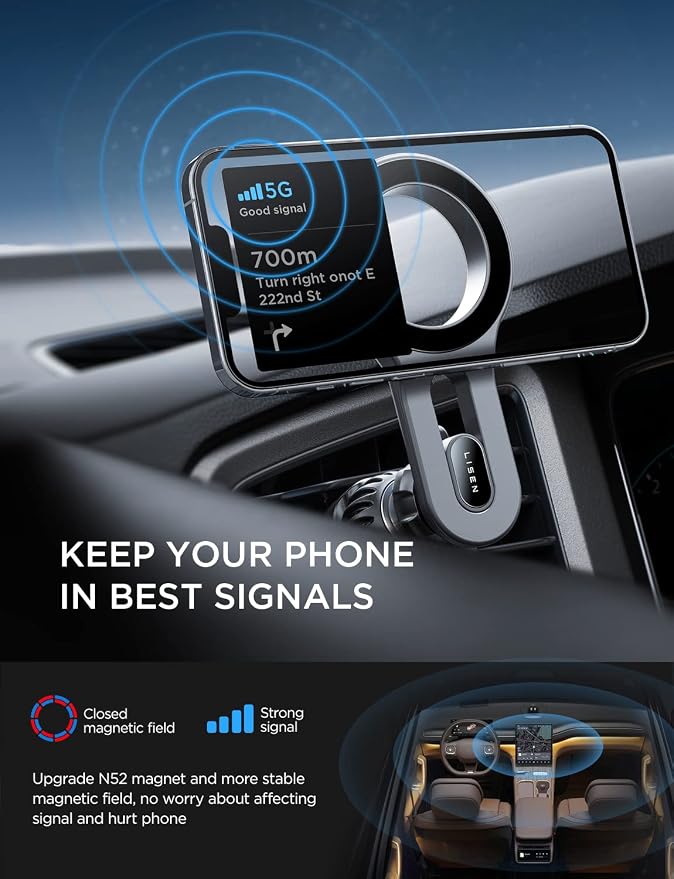 LISEN for iPhone 16 MagSafe Car Mount, Ultra Magnetic Long Arm Mag Safe Car - Image 4