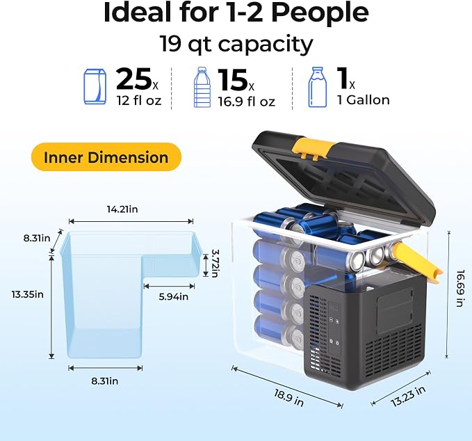 BougeRV CRH 12 Volt Refrigerator, 19QT Car Fridge - Image 2
