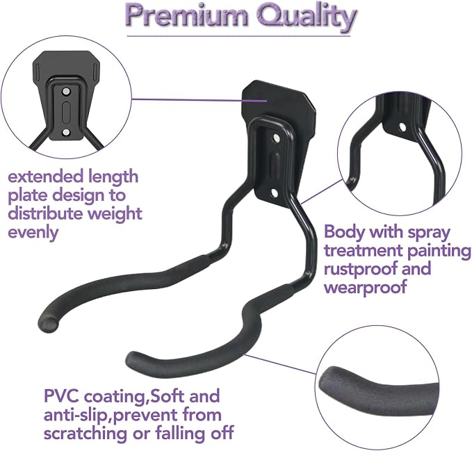 Garden Power Tools Hook 2-Pack Garage Storage Heavy Duty Wall Mount Hanger - Image 3