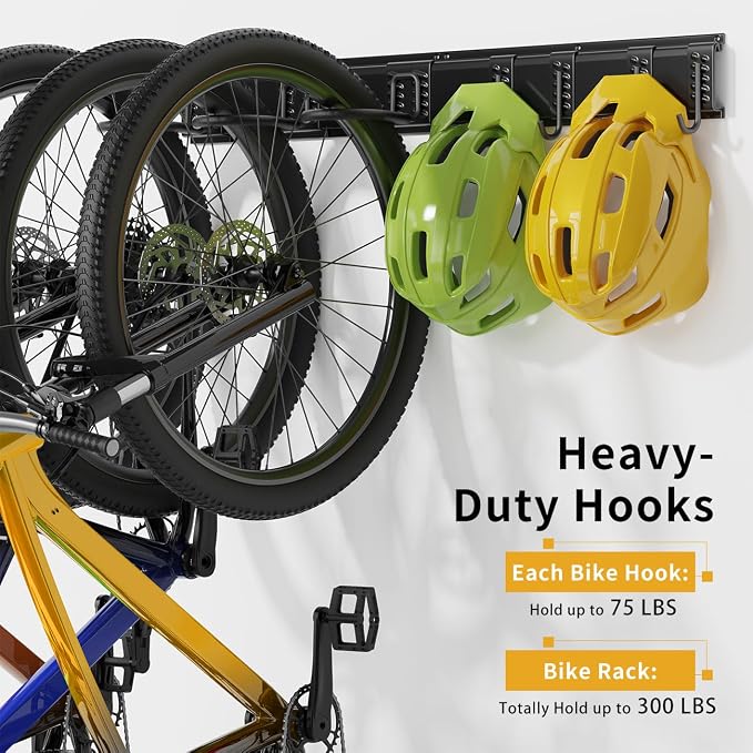Bike Storage Rack 64Inch for 6 Bikes + 5 Helmets, Heavy Duty Bike Hangers for - Image 3