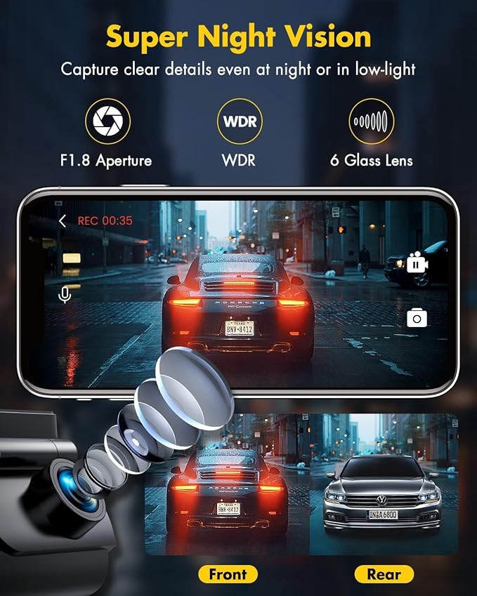 GKU Dash Cam Front and Rear Camera – 4K+1080P Dual Dash Camera - Image 6