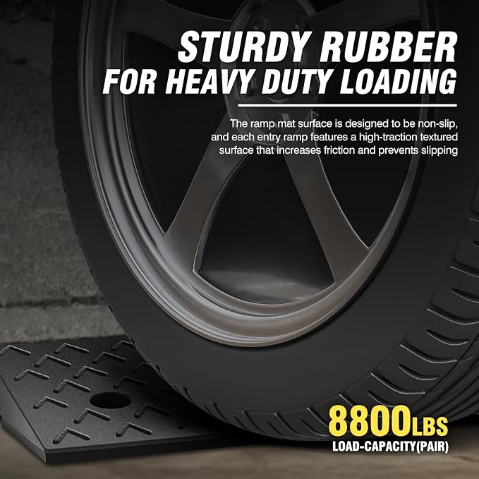 DNA MOTORING 2pcs 3.1" Rise Rubber Arrow Curb Ramp Heavy Duty Loading Driveway - Image 3
