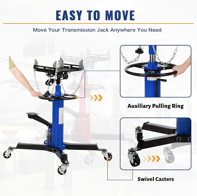 Transmission Jack with 2 Stage Hydraulic Ram, 1322 LBS Hydraulic Telescoping - Image 4