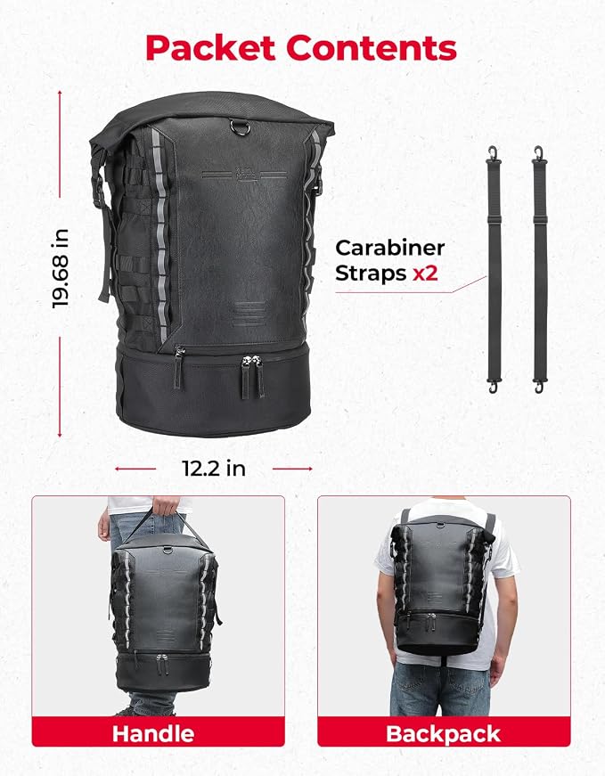 KEMIMOTO Motorcycle Sissy Bar Backrest Bag Upgraded Version, 37L Expandable - Image 6