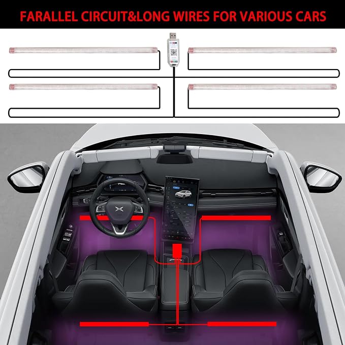 Upgrade Smart USB Dream Color Interior Car LED Strip Light - Image 5
