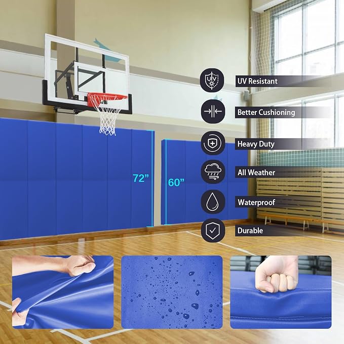 PROGOAL 60"/72" High Gym Wall Padding 2"/4" Thick Foam Basketball Court Wall - Image 4