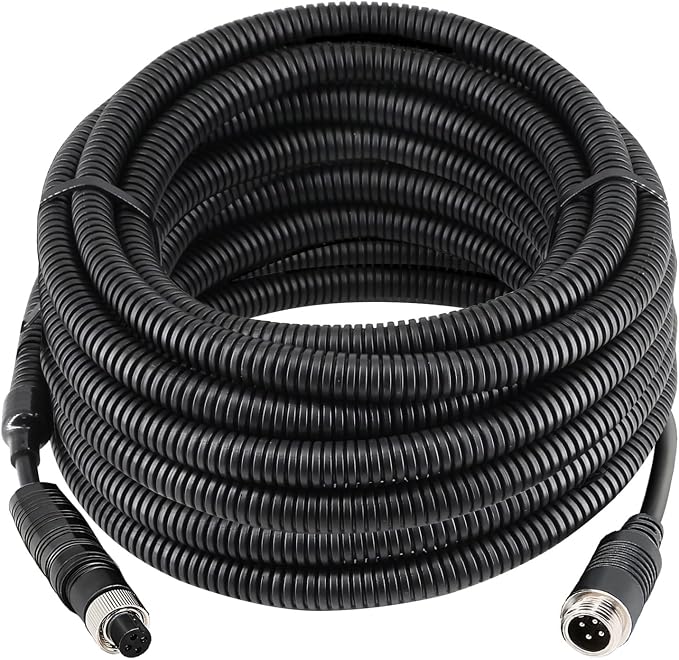 4 Pin Backup Camera Cable with Corrugated Tube Cover, 4 Pin Aviation Extension by STONVUE