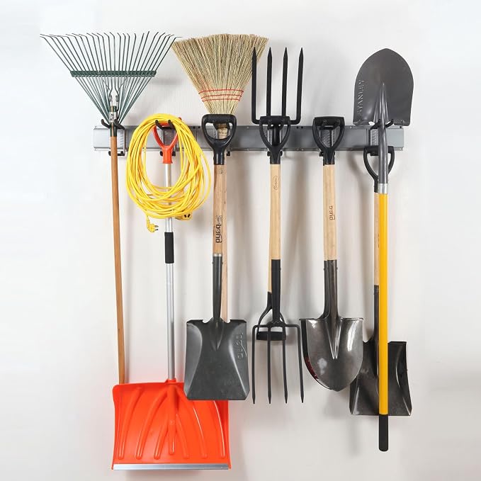 Wall Mount Tool Storage Rack, Heavy Duty Garage Organizer, Garden Hooks and - Image 2