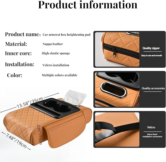 Car Center Console Cover Booster Multifunctional Car Center Console Cushion Pad - Image 3