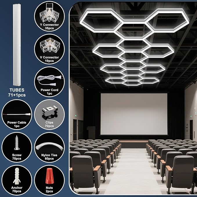 BRILLIHOOD Hexagon Garage Lights, LED Car Detailing Lighting, 6500K Super Bright - Image 6