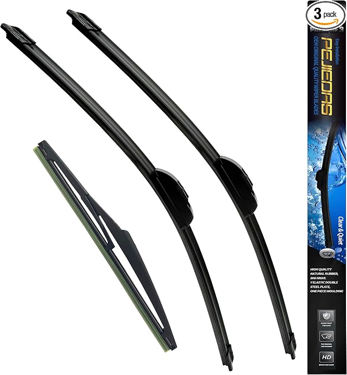 3 Wiper Blades, Front Wiper + Rear Wiper Blades by PEJIDDASWIPERBLADES