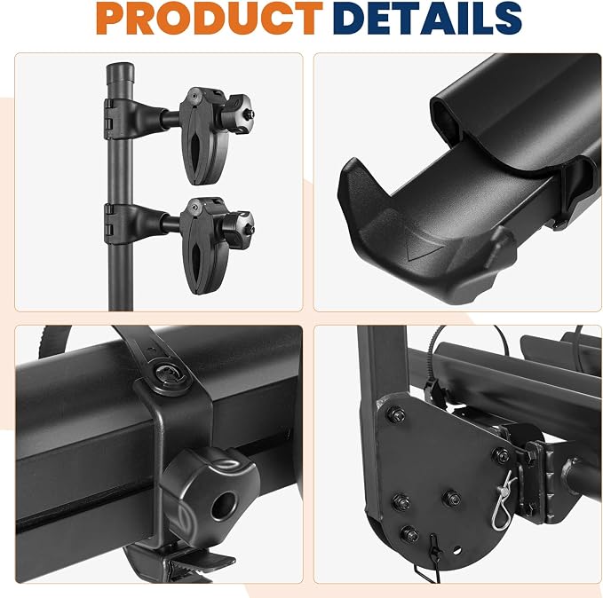 Aluminum 2 EBikes Rack Foldable 2'' Hitch Mounted Carrier Racks w/Ramps Over - Image 7
