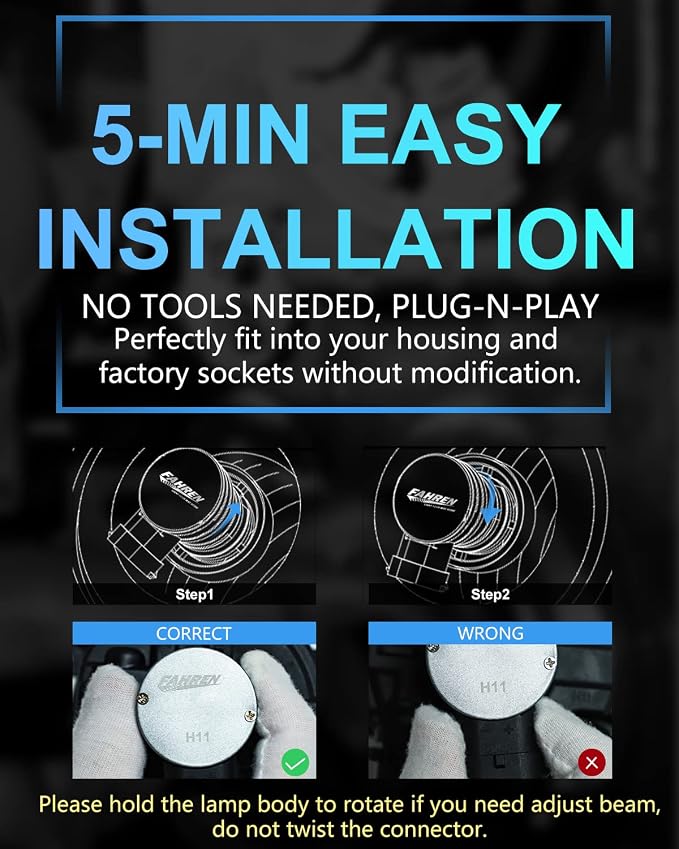 H11/H8/H16 LED Driving Fog Light Bulbs, 12000LM 400% Brighter Fanless, 6500K - Image 2