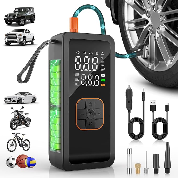Tire Inflator Portable Air Compressor, 5X Faster Portable Air Pump by XIAOLANG