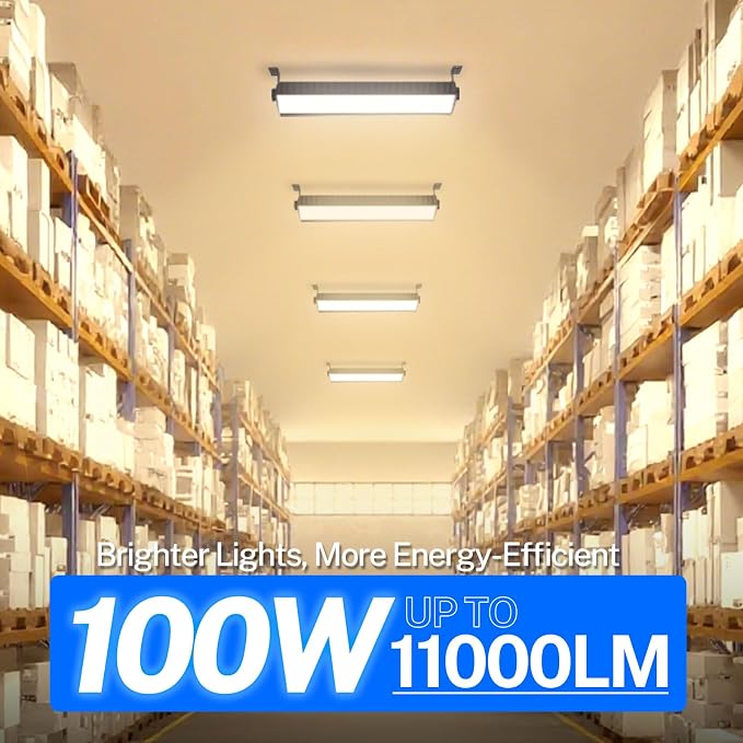 100W LED Shop Light, 11000LM 3000K Warm White Plug in Garage Light - Image 3