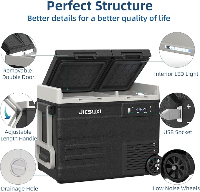 12 Car Refrigerator, 53Quart Dual Zone 12V Car Fridge Portable Freezer - Image 4