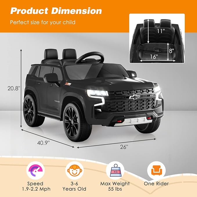 Costzon Ride on Car, 12V Licensed Chevrolet Tahoe Battery Powered Electric - Image 7