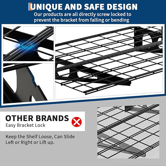 2 Pack 2x6ft Garage Storage Shelving Wall Mounted, 24-inch-by-72-inch 1600 Lbs - Image 3