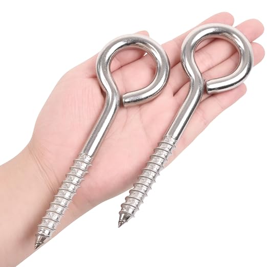 8Pcs 6 Inch Heavy Duty Screw Eyes Hooks, 304 Stainless Steel Self Tapping - Image 3