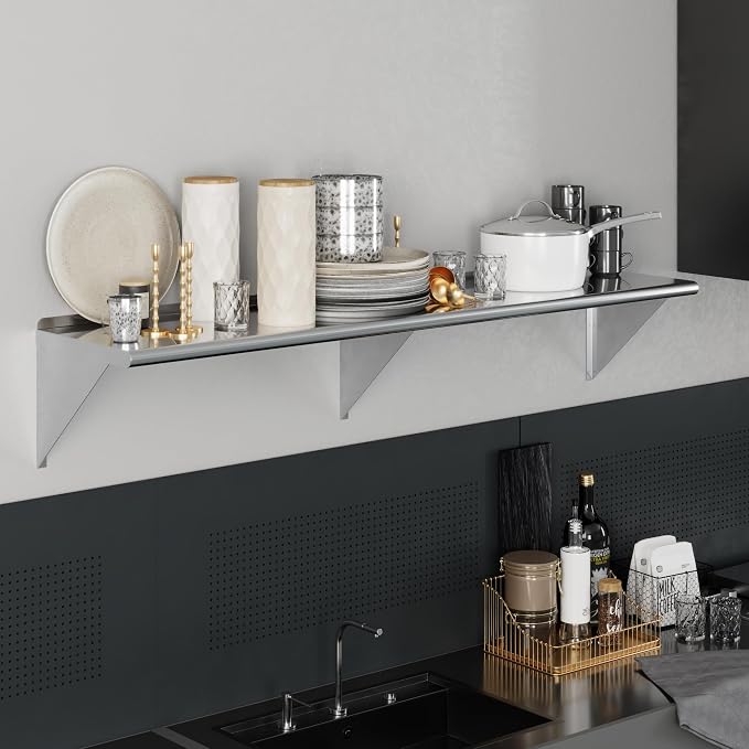 AmGood 72" Long X 16" Deep Stainless Steel Wall Shelf | NSF Certified | - Image 5
