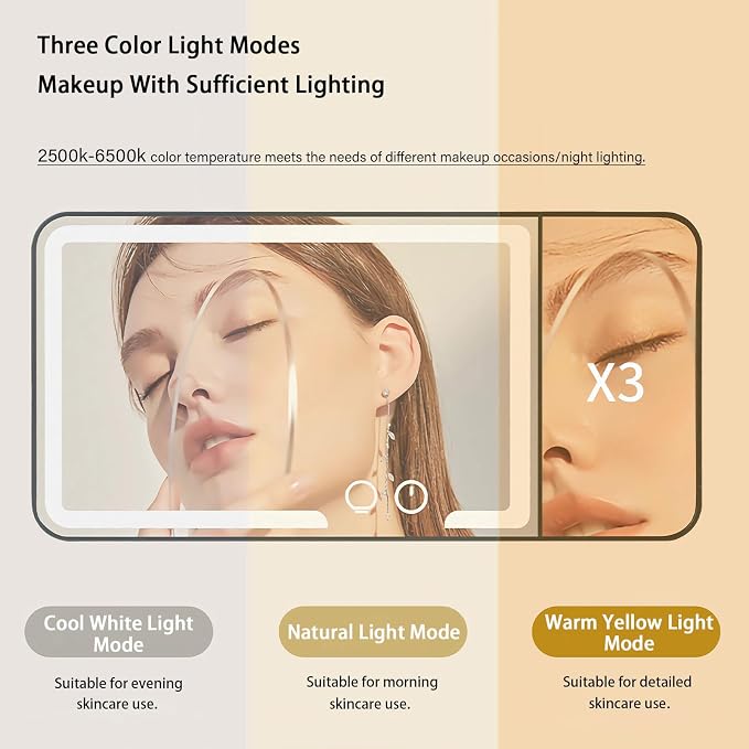 Car Sun Visor Vanity Mirror, Dimmable Touch Screen Makeup Mirrors - Image 2