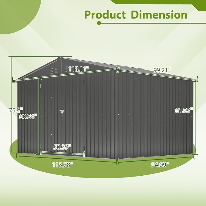 10X8 FT Outdoor Tool Storage Shed - Image 6