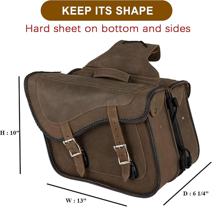 Dream Apparel Naked Cowhide Leather Motorcycle Saddle Bags Throw Over Saddlebags - Image 4