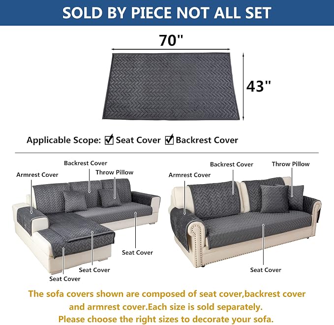 Eismodra Couch Cover, Sectional Couch Covers, Sofa Covers - Image 5