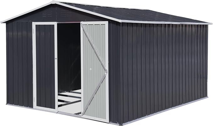 12 x 10 FT Metal Garden Shed, Outdoor Storage Shed by Hipicute