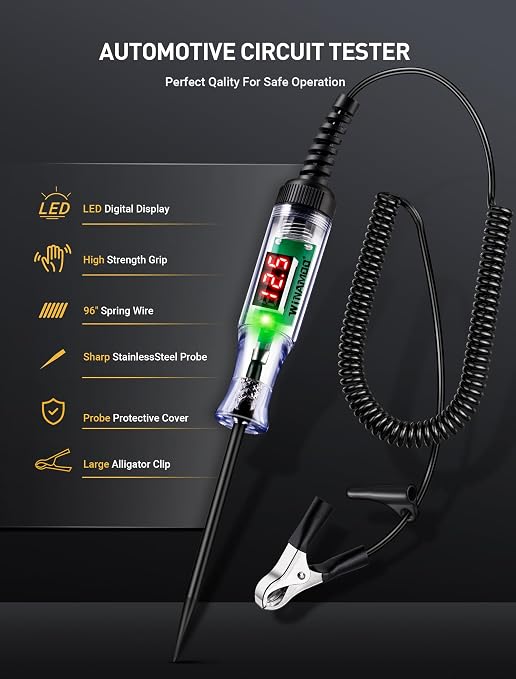 Automotive Test Light with 3-48V LED Digital Voltage Display, Auto Circuit - Image 2