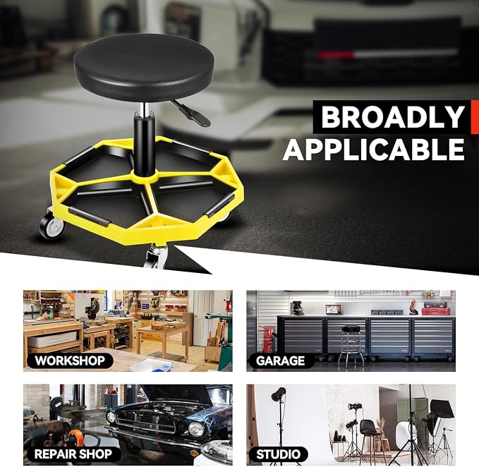 Auto Dynasty Mechanic Stool, Adjustable Rolling Pneumatic Creeper Garage Shop - Image 5