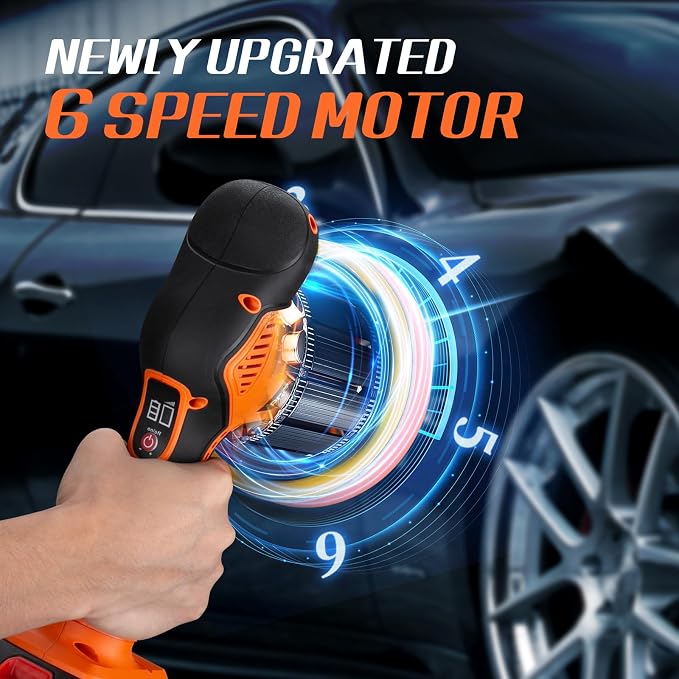 Cordless Car Buffer Polisher w/ 2x2000mAh 21V Batteries, 6 Inch Car buffer - Image 4