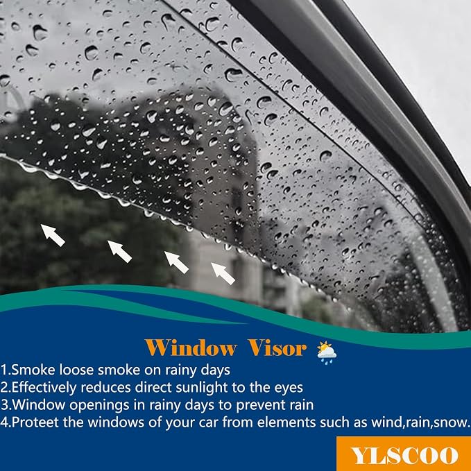 Window Visors Rain Guards fits 2019-2023 Santa Fe, Out-Channel Window Wind - Image 3