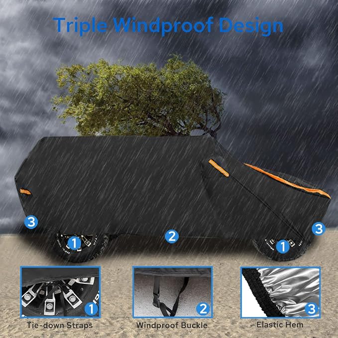 Avecrew for Jeep Wrangler Cover Waterproof 2 Door, All Weather for Jeep Rain - Image 3