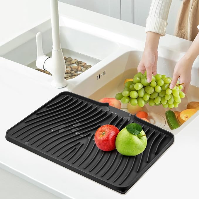 Silicone Dish Drying Mat for Kitchen Counter, Dish Drying Pad, Non-Slip Drain - Image 6