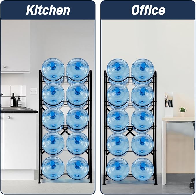 5 Gallon Water Jug Holder, 5-Tier Reinforced Carbon Steel Bottle Storage Rack - Image 7