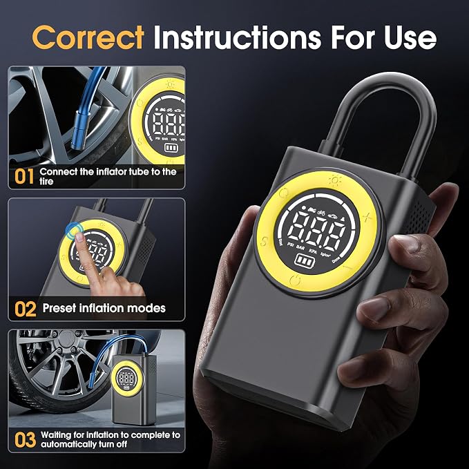 Tire Inflator Portable Air Compressor, 150 PSI Cordless Air Pump - Image 9