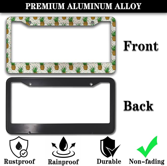Car License Plate Frame Black Yellow License Plate Frames Yellow Pineapple - Image 3