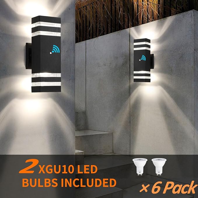 tewei 6 Pack Dusk to Dawn Outdoor Lighting, Modern Black Exterior Light - Image 6