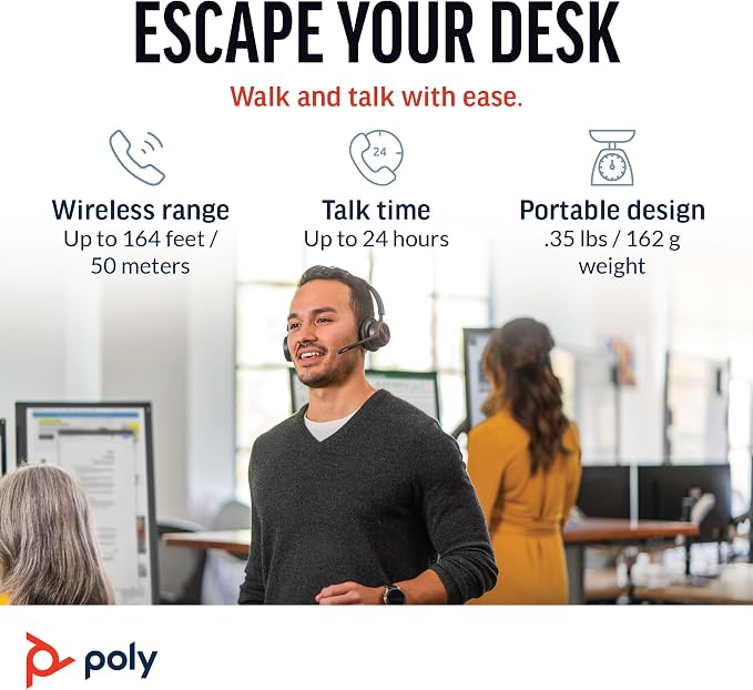 Poly Voyager 4320 UC Wireless Headset & Charge Stand - Image 4