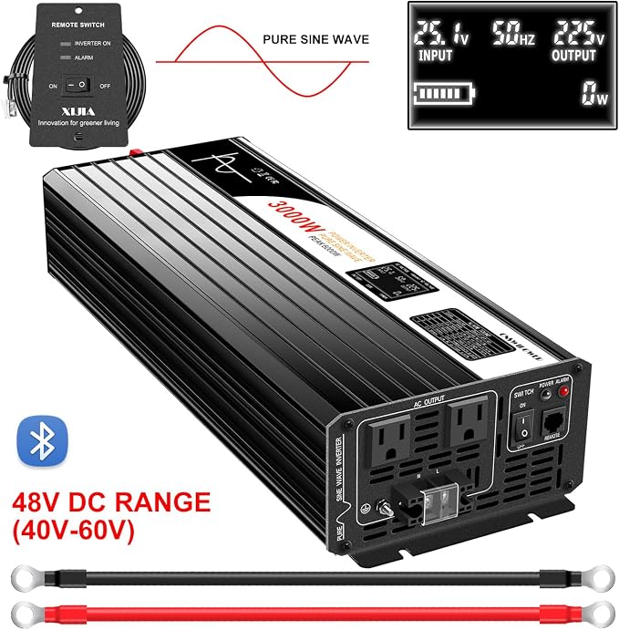 Xijia LCD-Display 3000W dc 48v to 110V 120V ac 60HZ Pure sine Wave Solar - Image 5