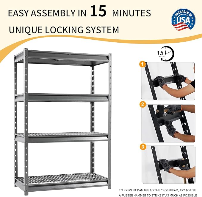 The Atlas 48" W Heavy Duty Garage Shelving Unit Load 12000 Lbs, 4-Tier Metal - Image 4