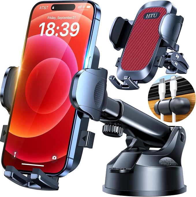 HTU 2025 Upgraded Car Phone Holder 【Safety Certs & No Smell】 Cell Phone Holder by HTU15yearsincarmounts