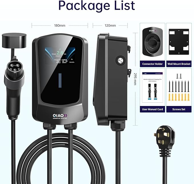 QIAO Level 2 EV Charger, Wi-Fi Bluetooth APP Enabled EVSE, 4.3in Display - Image 9
