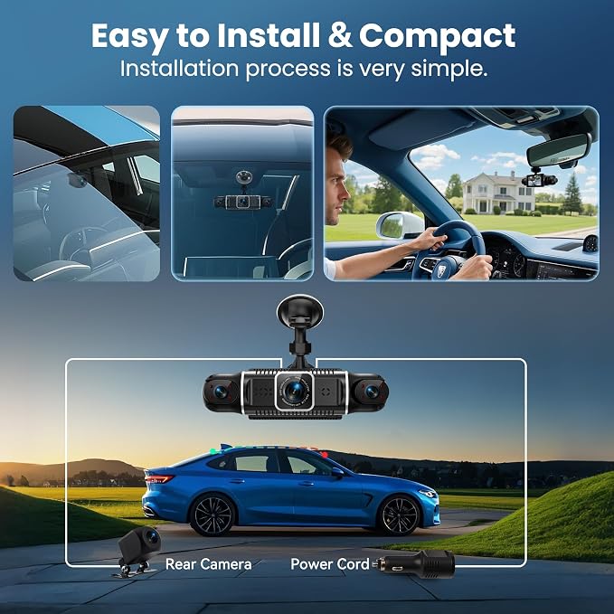 360°View 4 Channel Dash Cam, 2K+1080P Front and Rear Inside Left Right - Image 6